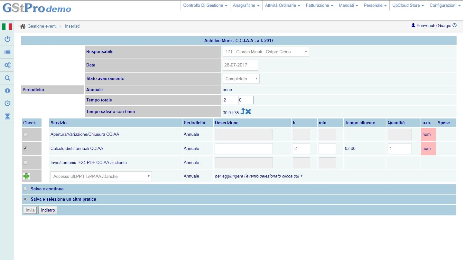 GSTPRO - time sheet - inserimento eventi